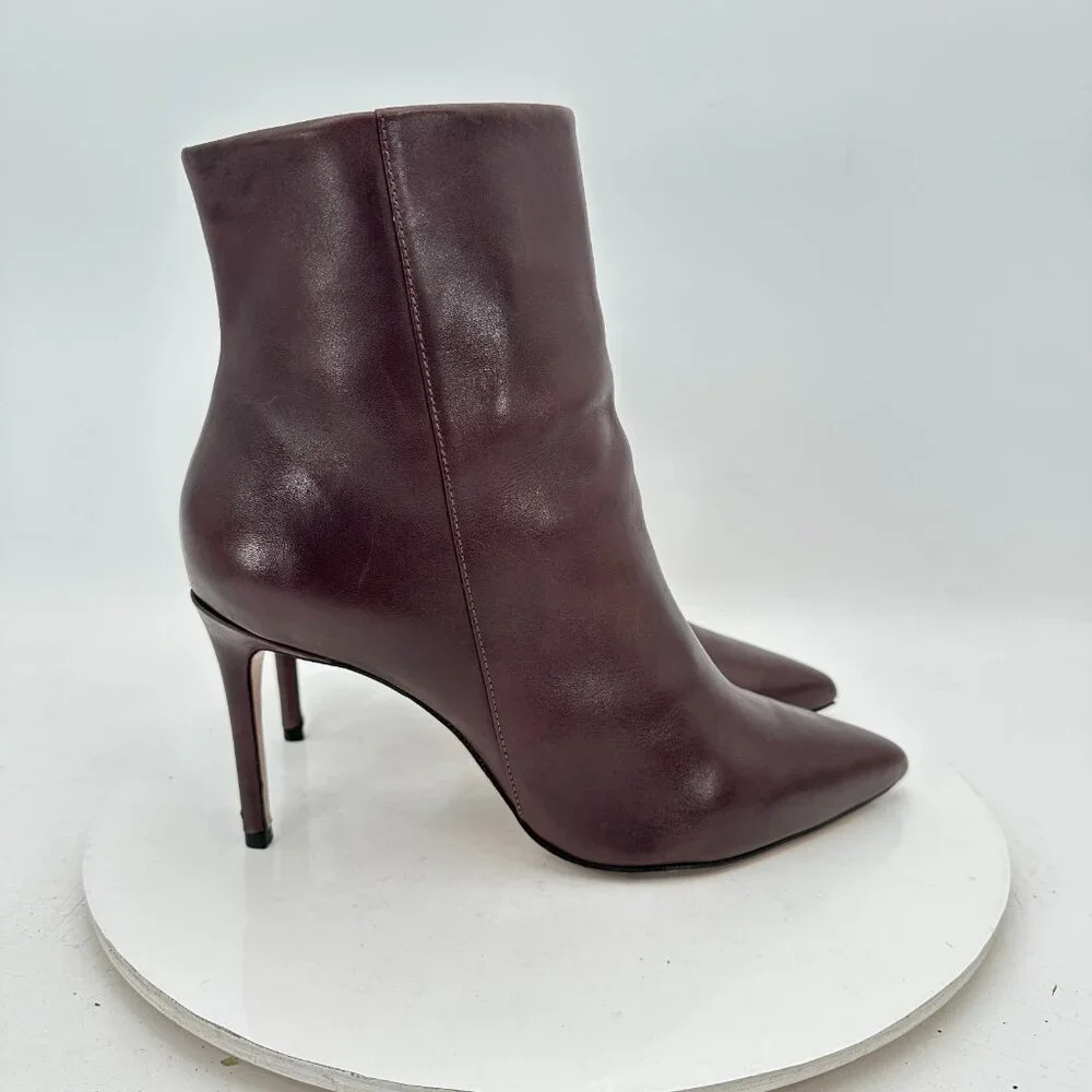 Schutz Women Size 9B Dark Brown Leather Side Zip Pointed Toe Ankle Heel Boot - Picture 4 of 11